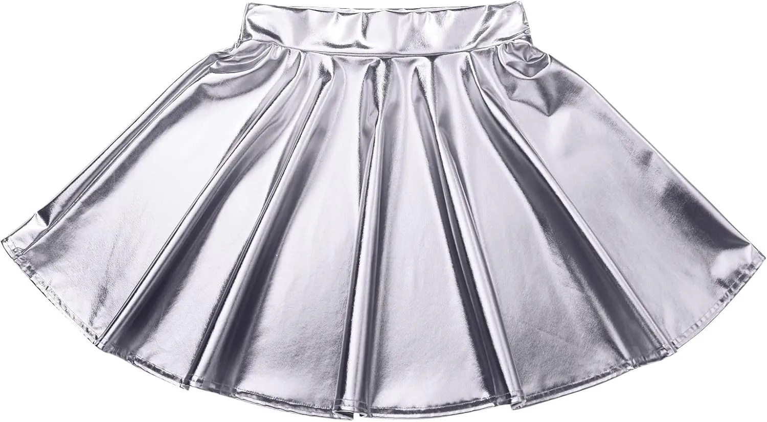 ABAFIP Women's Shiny Pleated Mini Skirt High Waisted Flared A-Line Short Rave Skater Skirts