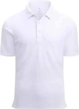 Alex Vando Mens Bubble Jacquard Polo Shirt Super Stretch Short Sleeve Polo Shirts for Men