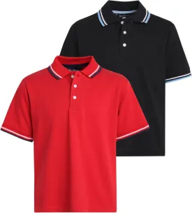 Ben Sherman Boys' Polo Shirt - 2 Pack Classic Fit Short Sleeve Pique Polo - Comfort Stretch Golf Shirt for Boys (8-18)