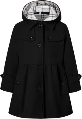 Betusline Girls' Dress Coat, Kids Hoodie Wool Blend Coats Fall Winter Outerwear Peacoat,2-14 Years