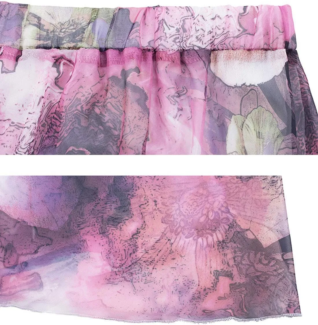 CHARTOU Women's Elegant Summer Full Length Boho Floral Print Pleated Chiffon Long Maxi Skirt Dress