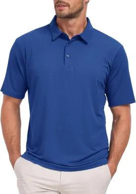 Jacquard Polo Shirts for Men Short Sleeve Golf Shirt Dry Fit Moisture Wicking Performance Golf Shirts