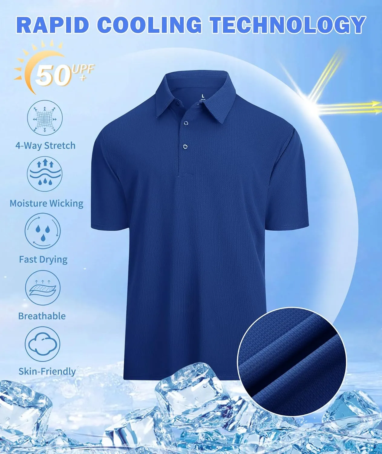 Jacquard Polo Shirts for Men Short Sleeve Golf Shirt Dry Fit Moisture Wicking Performance Golf Shirts