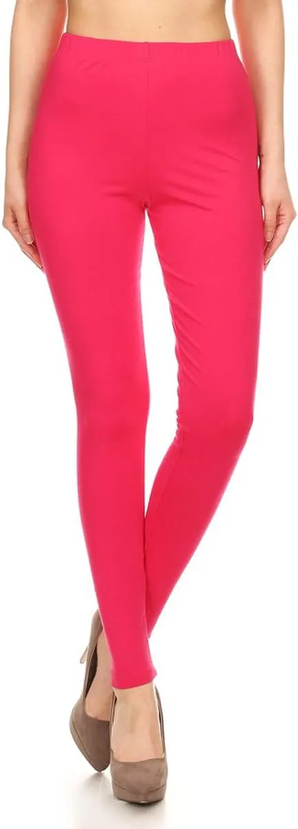 Leggings Depot Cotton Women's Premium Quality Ultra Soft Solid Leggings