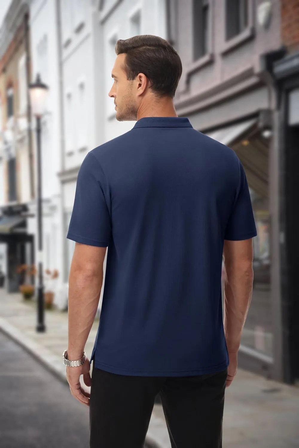 MAGCOMSEN Mens Polo Shirts with Pocket Cotton Pique Short Sleeve Collared Shirt Moisture Wicking Golf Shirts 3-Button Shirts