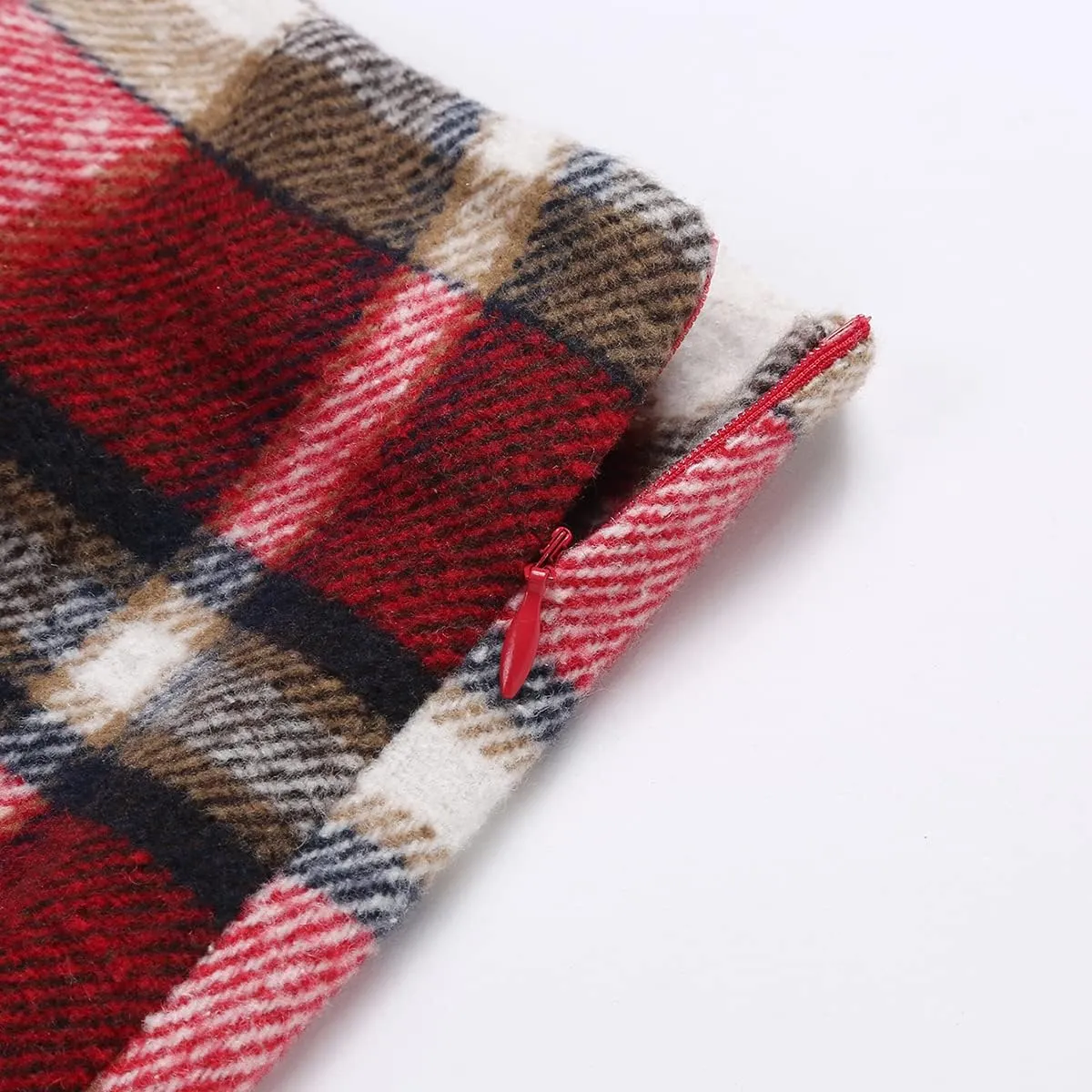 Plaid Mini Skirts for Womens High Waisted Fall Winter Wool Bodycon Pencil Skirts with Slit