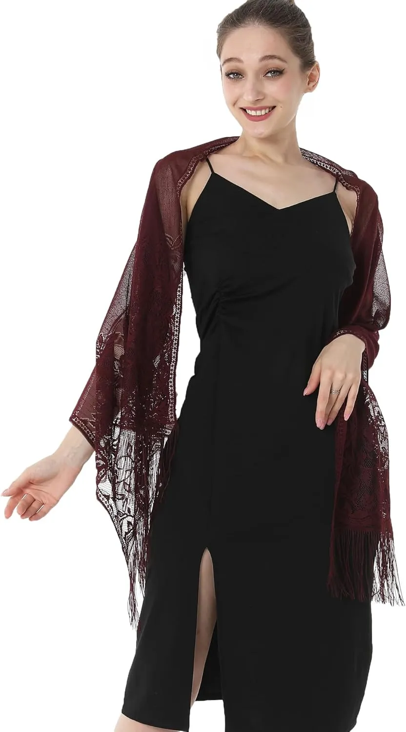Shawls and Wraps for Evening Dresses Lace Scarfs for Women Pashmina Wedding Formal Shawl