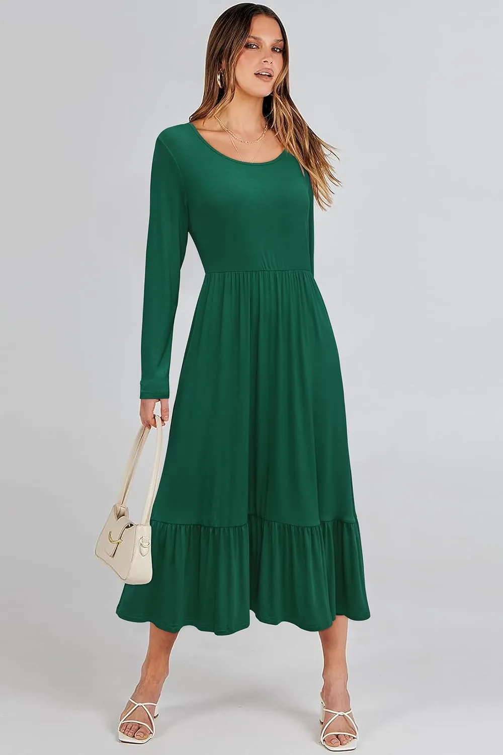 STYLEWORD Women's 2025 Summer Beach Vacation Dresses Casual Sleeveless Tank Tiered Flowy Midi Sundress