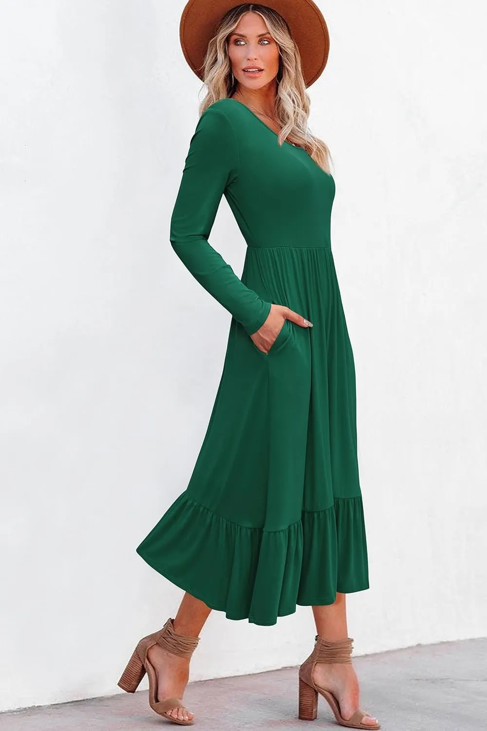 STYLEWORD Women's 2025 Summer Beach Vacation Dresses Casual Sleeveless Tank Tiered Flowy Midi Sundress