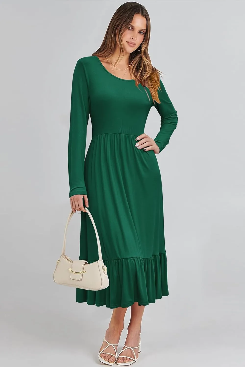 STYLEWORD Women's 2025 Summer Beach Vacation Dresses Casual Sleeveless Tank Tiered Flowy Midi Sundress