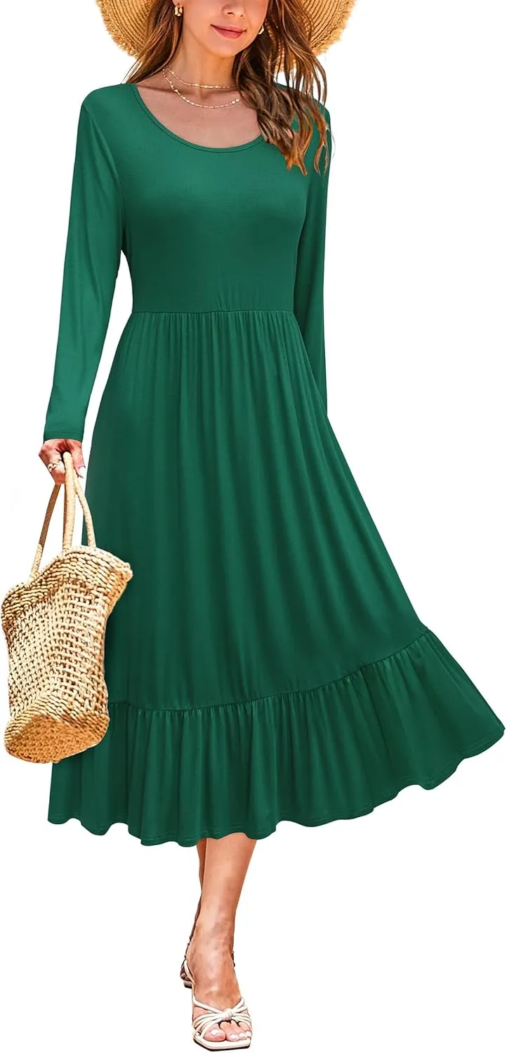 STYLEWORD Women's 2025 Summer Beach Vacation Dresses Casual Sleeveless Tank Tiered Flowy Midi Sundress