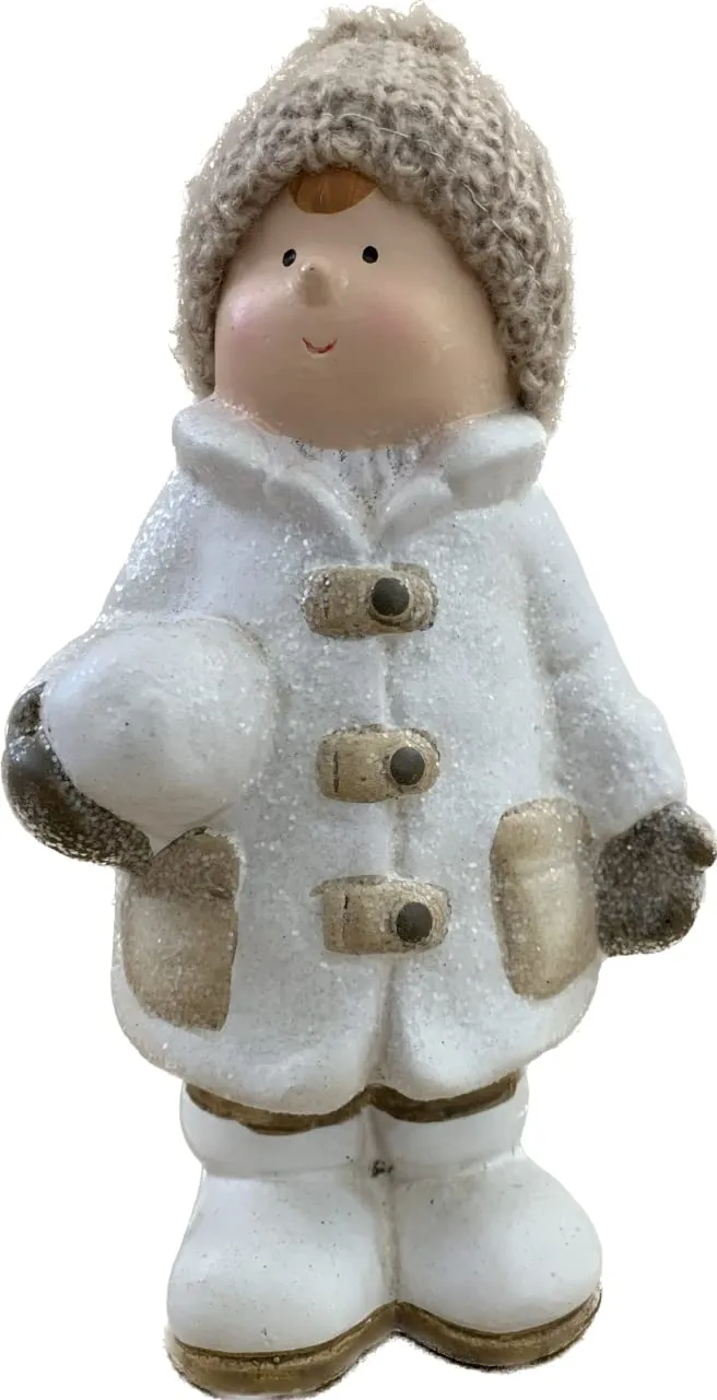 White ceramic Boy with creme coloured woolen hat