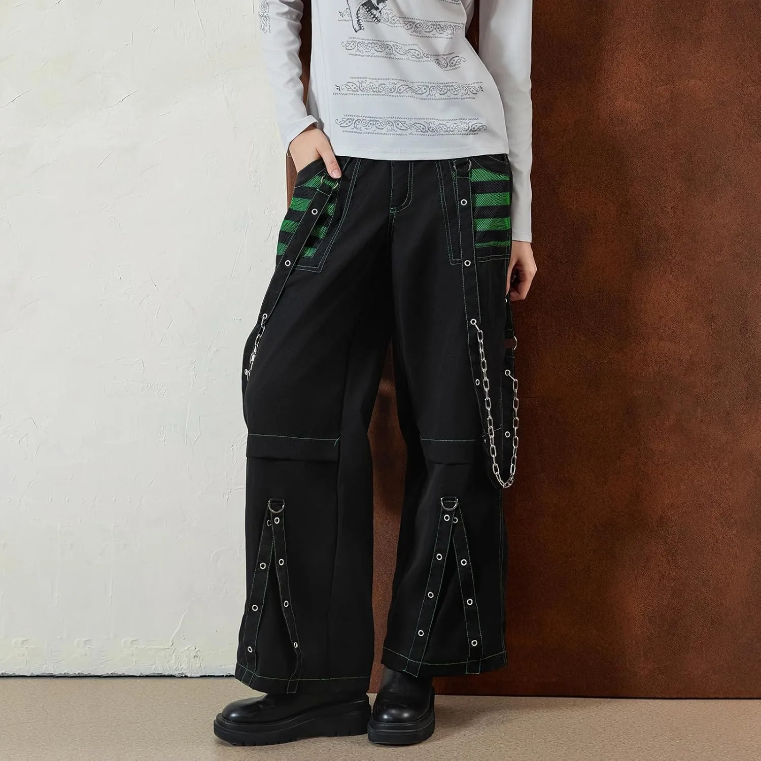 Women Vintage Baggy Jeans Grunge Gothic Tripp Pants Punk Goth Wide Leg Denim Pants Y2k Loose Casual Jeans Streetwear