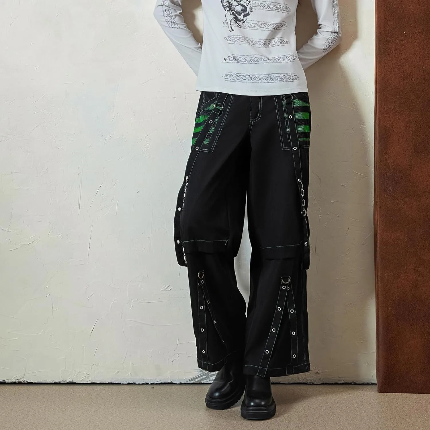 Women Vintage Baggy Jeans Grunge Gothic Tripp Pants Punk Goth Wide Leg Denim Pants Y2k Loose Casual Jeans Streetwear