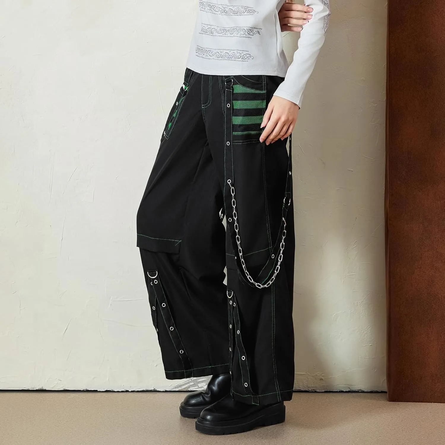 Women Vintage Baggy Jeans Grunge Gothic Tripp Pants Punk Goth Wide Leg Denim Pants Y2k Loose Casual Jeans Streetwear