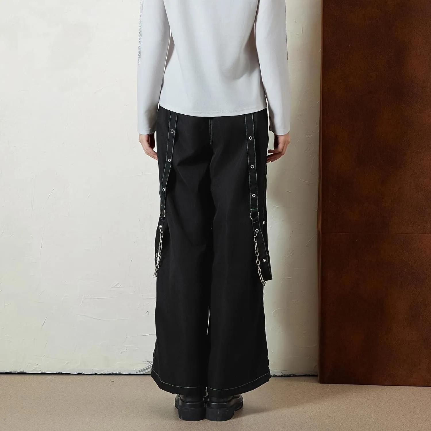 Women Vintage Baggy Jeans Grunge Gothic Tripp Pants Punk Goth Wide Leg Denim Pants Y2k Loose Casual Jeans Streetwear