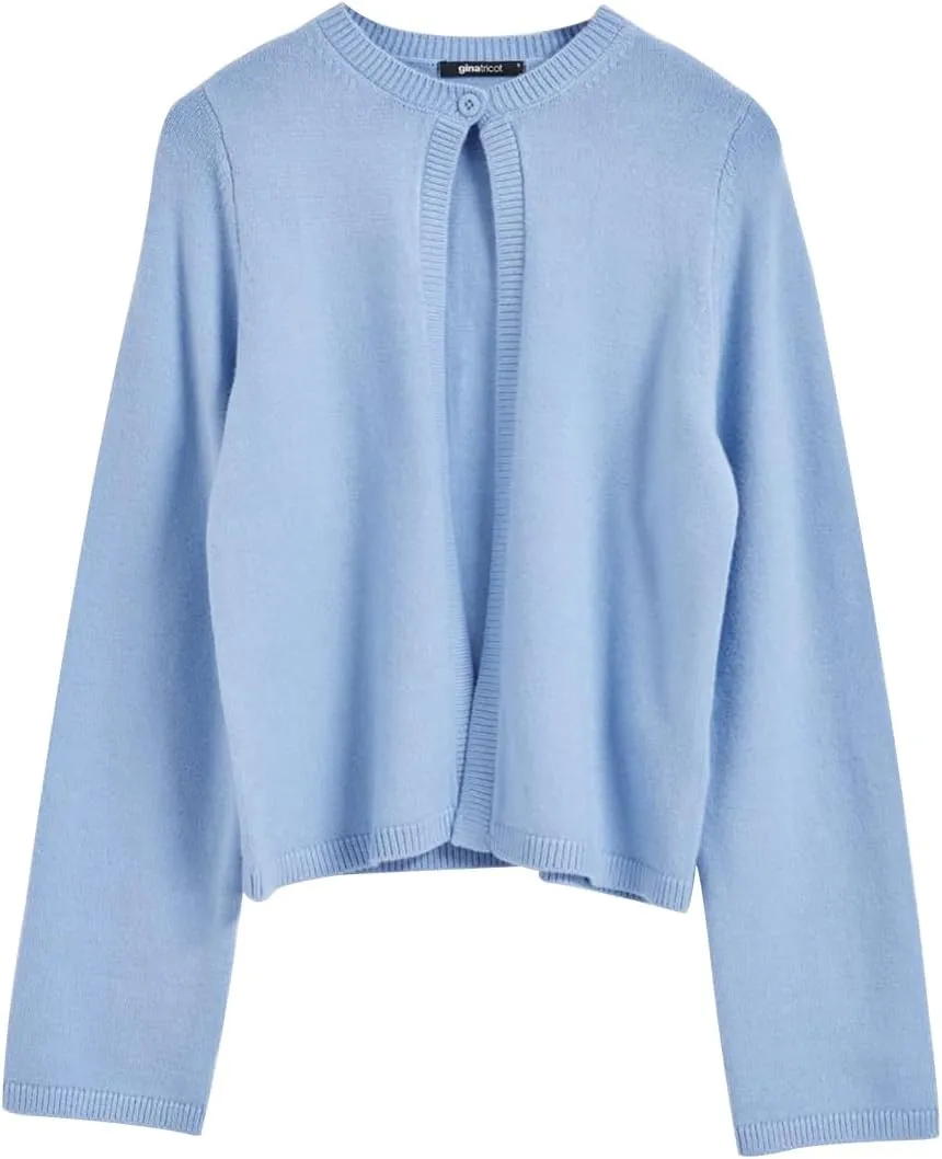 Women's Casual Crop Knit Cardigan Y2K Open Front Button Down Crop Sweater Cardigan Crew Neck Fall Tops Streetwear