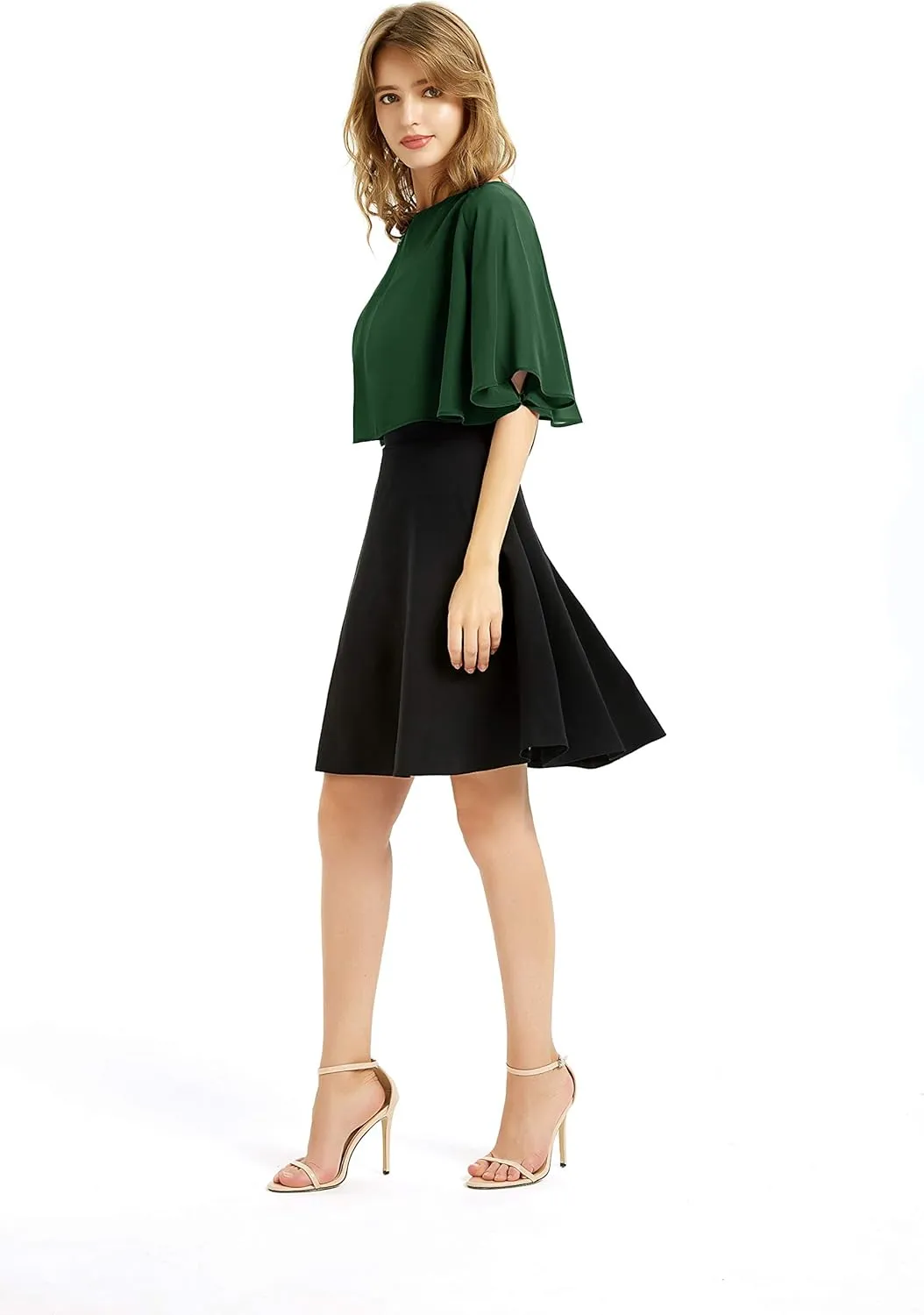 Women's Soft Chiffon Shawl Wraps Shrug for Evening Dress Wedding Cape Bolero Flapper Cover Up