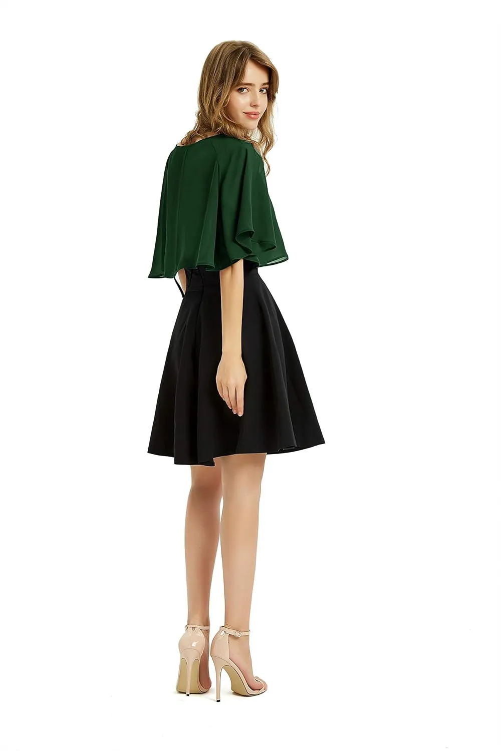Women's Soft Chiffon Shawl Wraps Shrug for Evening Dress Wedding Cape Bolero Flapper Cover Up