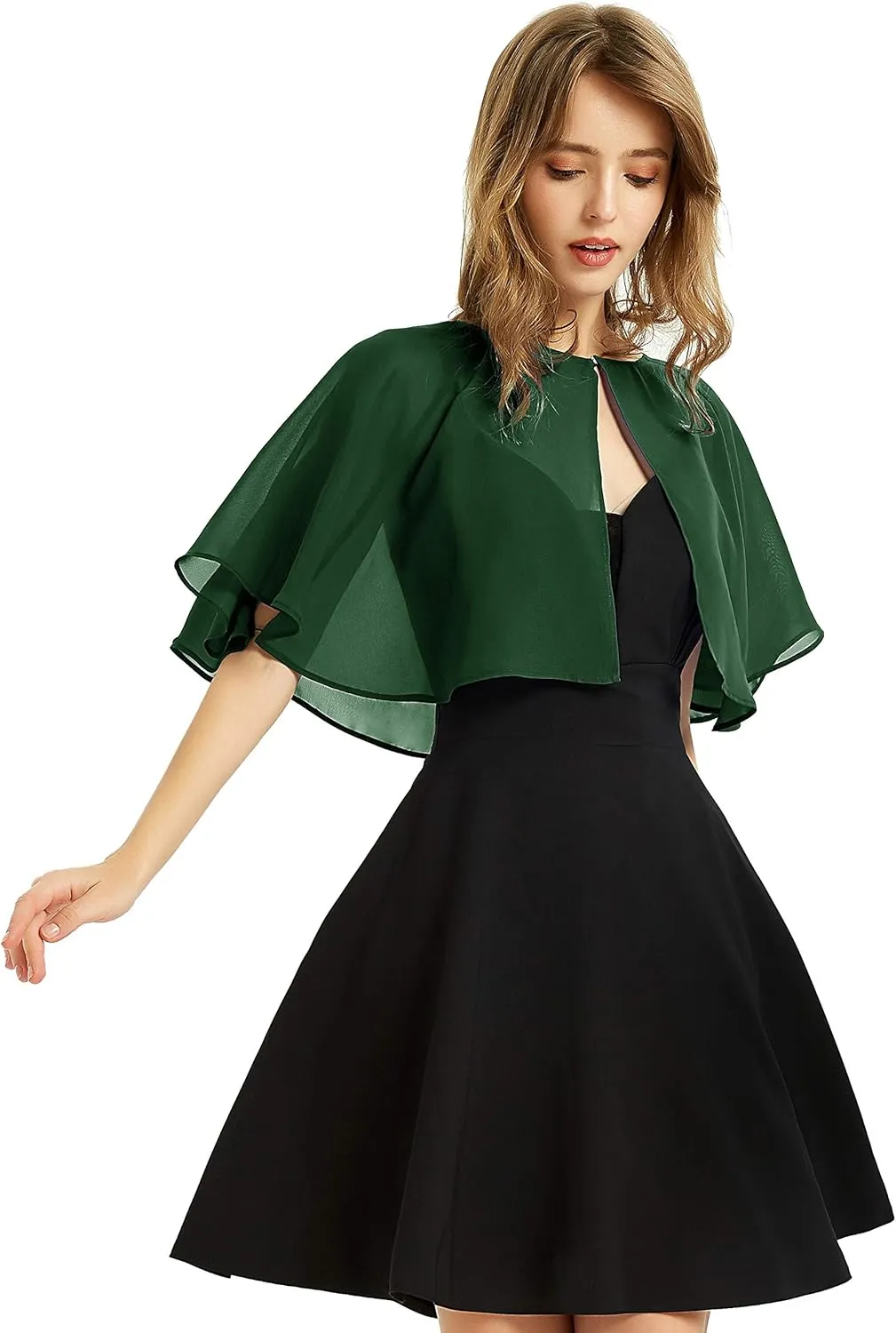 Women's Soft Chiffon Shawl Wraps Shrug for Evening Dress Wedding Cape Bolero Flapper Cover Up