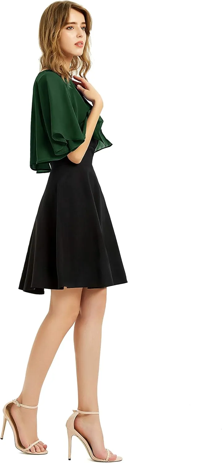 Women's Soft Chiffon Shawl Wraps Shrug for Evening Dress Wedding Cape Bolero Flapper Cover Up