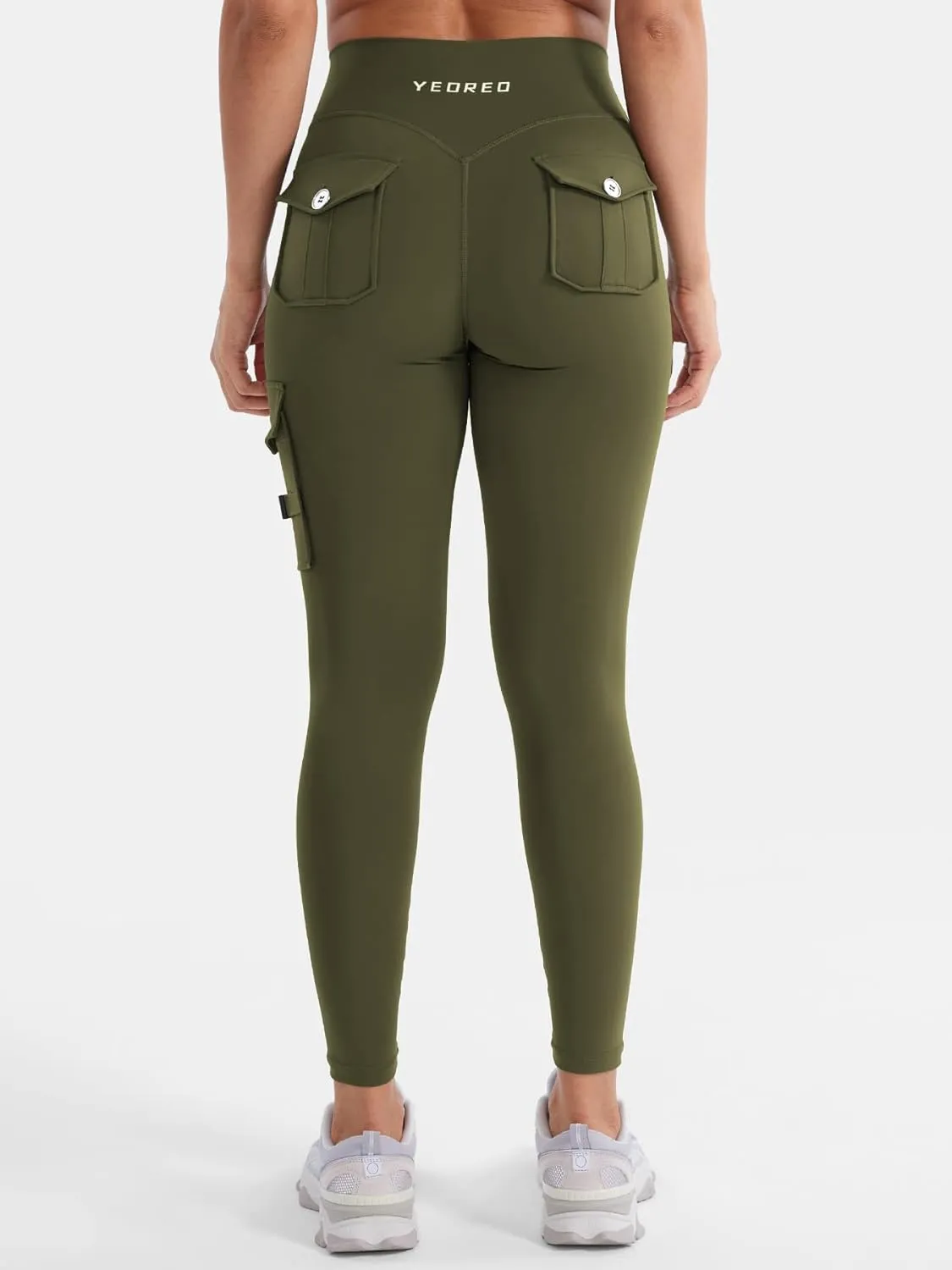 YEOREO CoreFlex Workout Cargo Leggings with Pockets for Women Hidden Scrunch Butt Lifting Leggings Gym Yoga Pants
